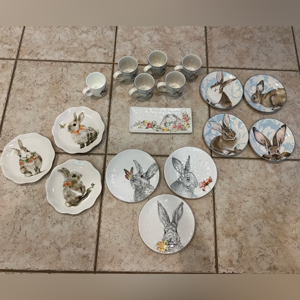 Rabbit bunny plates and cups